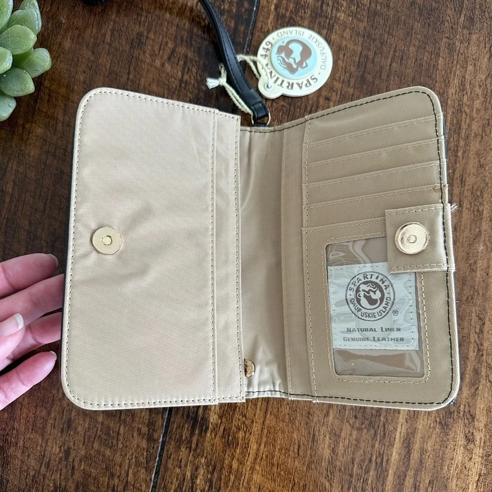 Spartina 449 | Daufuski Island Paisley Linen & Leather Wristlet/Wallet, NWT